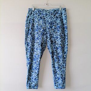 D & G Womens Blue High Rise Athletic Animal Print Cropped Leggings Size XL